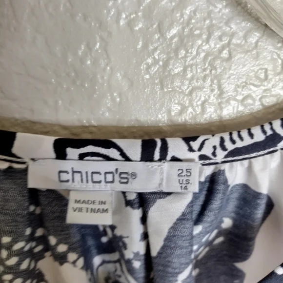 CHICO’S Puff Sleeve Tiered Maxi Dress Pockets Poplin Floral Boho Sz 14 - Picture 4 of 10